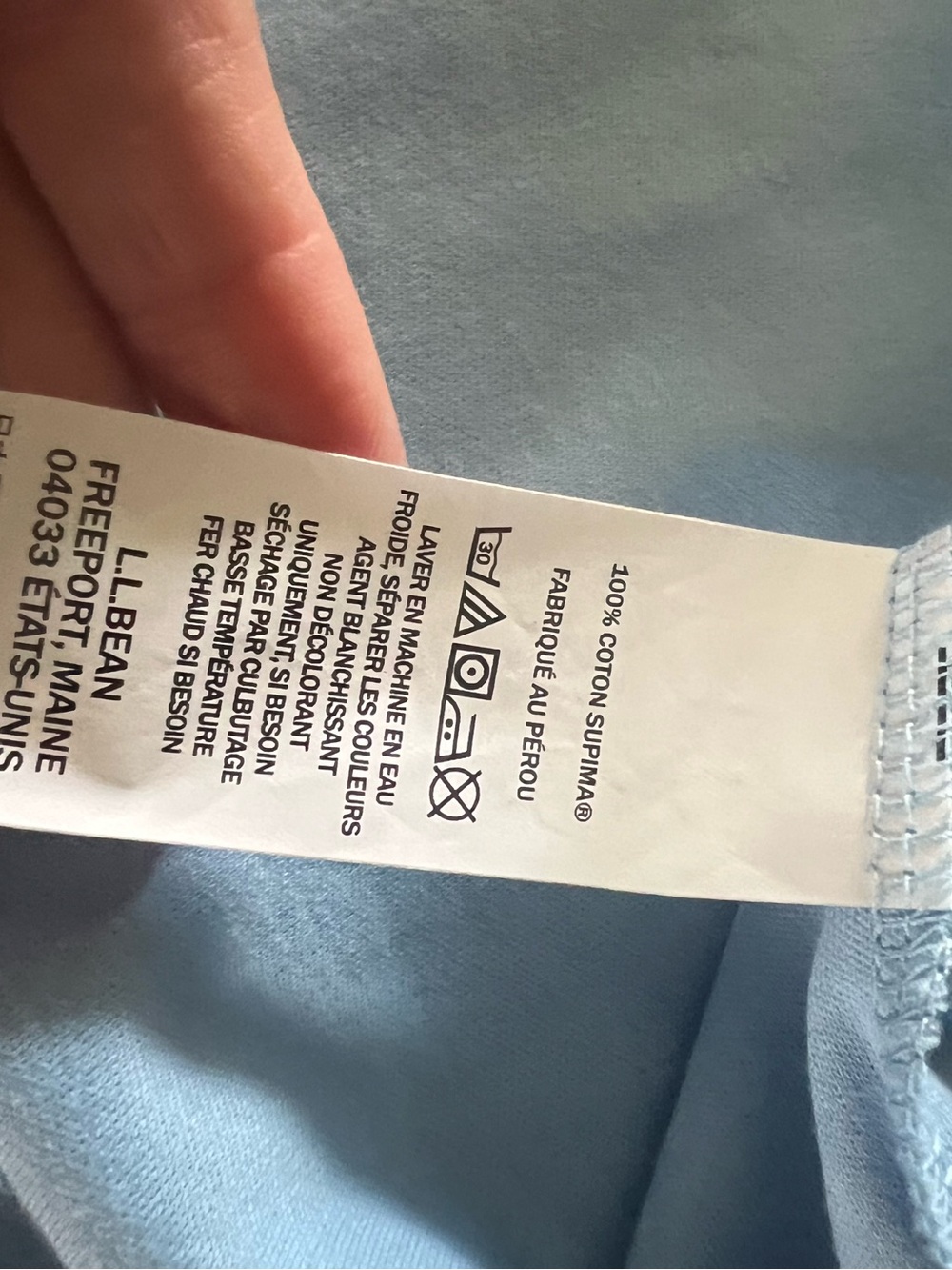 L.L. Bean 100% Supima Cotton Light Blue V-Neck Short Sleeve Tee - Picture 6 of 6